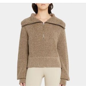 Varley Mentone Half zip crop sweater, pink size M.